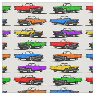 Tissu Rainbow Vintage Sports Cars des années 1950