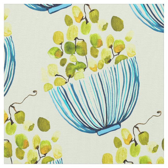 Tissu raisin aquarelle art fruit (Fermer)