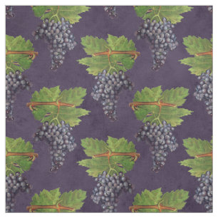Tissu Raisins et vignes Vintages sur le pourpre