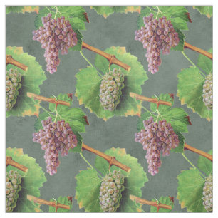 Tissu Raisins verts et violets Vintages sur les vignes