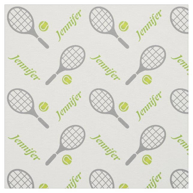 Tissu Raquette de tennis, balle et votre nom personnalis (Échantillon)