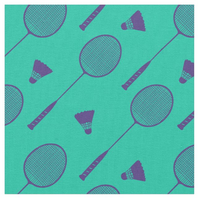 Tissu Raquettes de badminton pourpre foncé sur minty (Fermer)