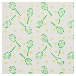 Tissu Raquettes et balles de tennis - vert et jaune