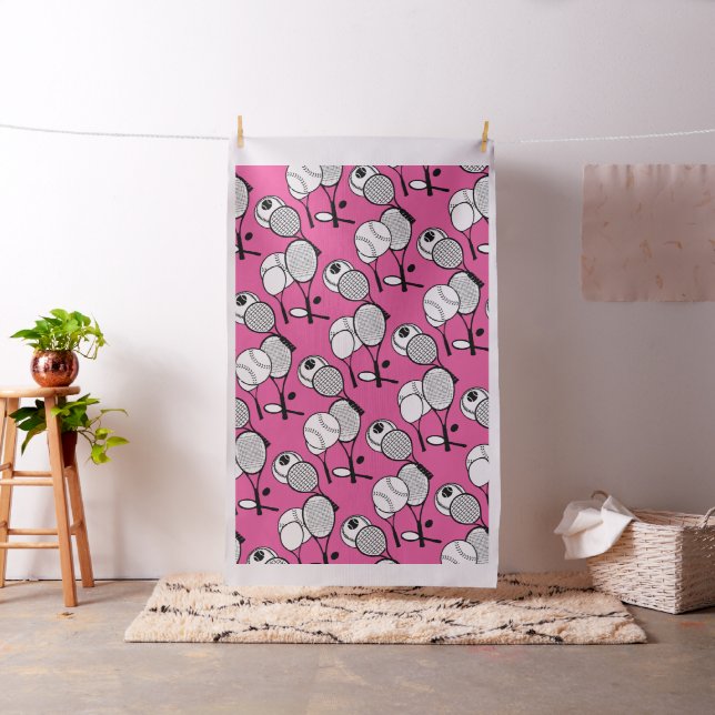 Tissu Raquettes roses de filles de joueurs de tennis (In Situ)