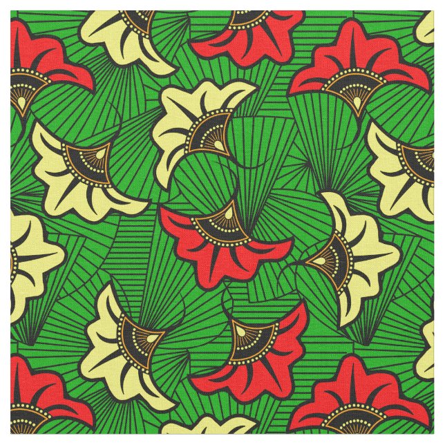 Tissu Rasta African Biloba Motif de fleurs de Jamaïque (Fermer)