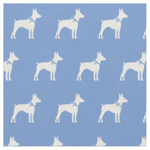 Tissu Rat Terrier Chien Silhouette Animal bleu clair