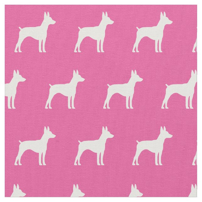 Tissu Rat Terrier Chien Silhouette Animal rose (Fermer)