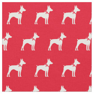 Tissu Rat Terrier Chien Silhouette Animal Rouge