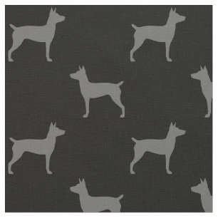 Tissu Rat Terrier Silhouettes Gris et Noir Motif