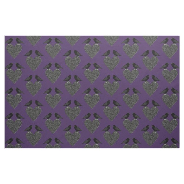 Tissu Ravens gothiques et Coeur noir (Fat Quarter)