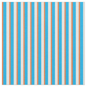 Tissu rayé orange blanc fait sur commande de bleu
