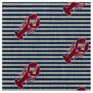 Tissu Rayure blanche bleue de monogramme rouge nautique