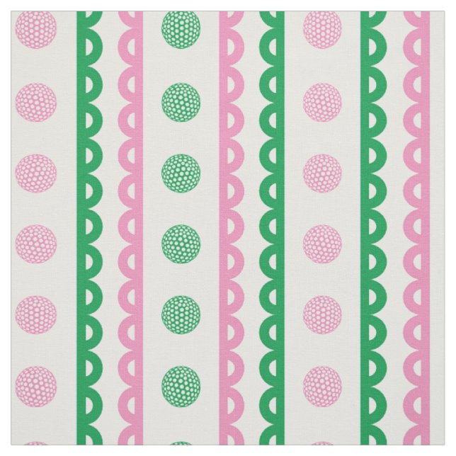 Tissu Rayure de golf festonnée Prépa - Rose & Vert (Échantillon)
