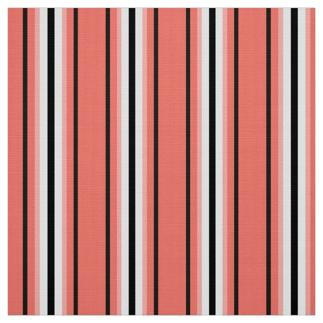 Tissu Rayures, corail, noir et blanc modernes de la (Échantillon)