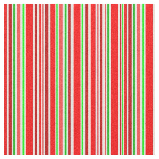 Tissu Rayures de bonbon festives rouge blanc vert (Fermer)