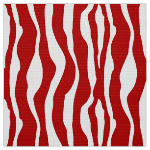Tissu Rayures de zèbre - rouge-foncé et blanches