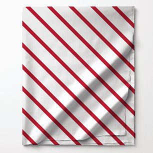 Tissu Rayures diagonales rouges et blanches