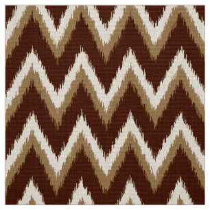 Tissu Rayures d'Ikat Chevron - brun chocolat et beiges