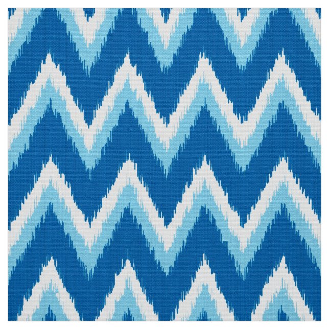 Tissu Rayures d'Ikat Chevron - cobalt, bleu de ciel et (Échantillon)