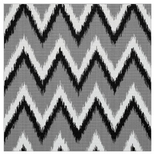 Tissu Rayures d'Ikat Chevron - grises/gris, noir et
