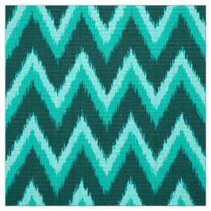 Tissu Rayures d'Ikat Chevron - turquoise, Teal et Aqua