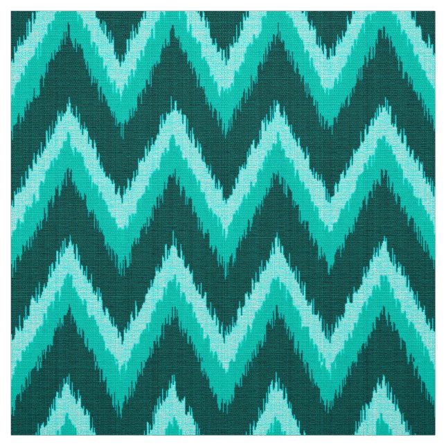Tissu Rayures d'Ikat Chevron - turquoise, Teal et Aqua (Échantillon)