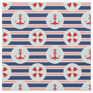 Tissu Rayures et motif de points nautiques