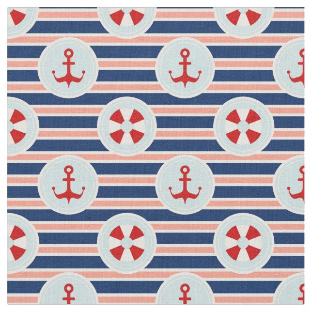 Tissu Rayures et motif de points nautiques (Fermer)