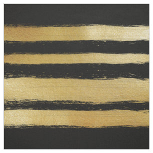 Tissu Rayures modernes de traçages d'or de feuille noir
