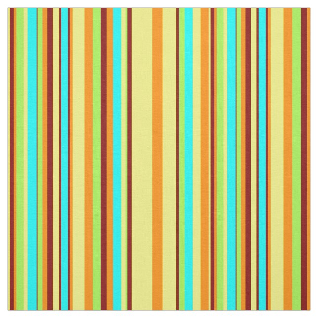 Tissu Rayures modernes d'orange de turquoise de chaux de (Échantillon)