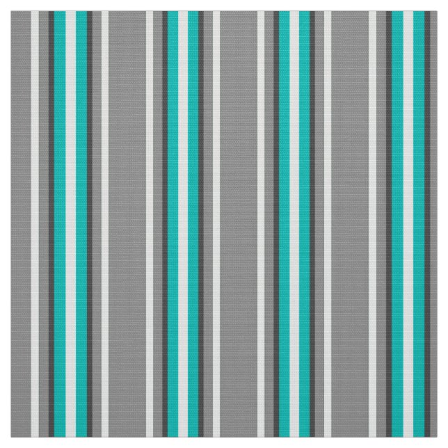 Tissu Rayures modernes, gris et turquoise de la moitié (Échantillon)