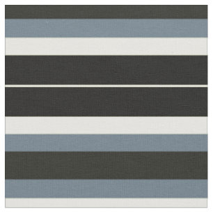 Tissu rayures noires, blanches et bleu poussiéreux