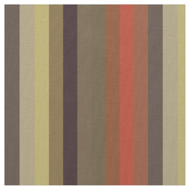 Tissu Rayures rétro orange brûlé et olive (Fermer)
