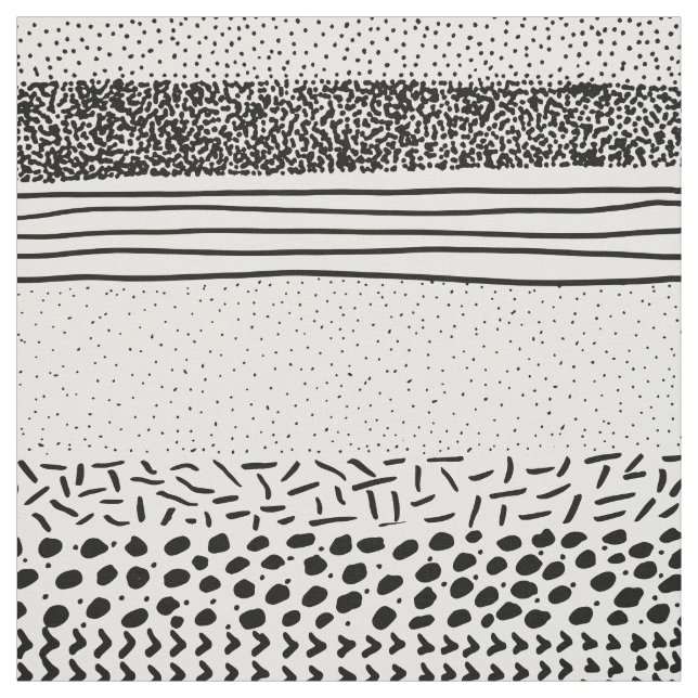 Tissu Rayures tirées par la main blanches noires (Échantillon)