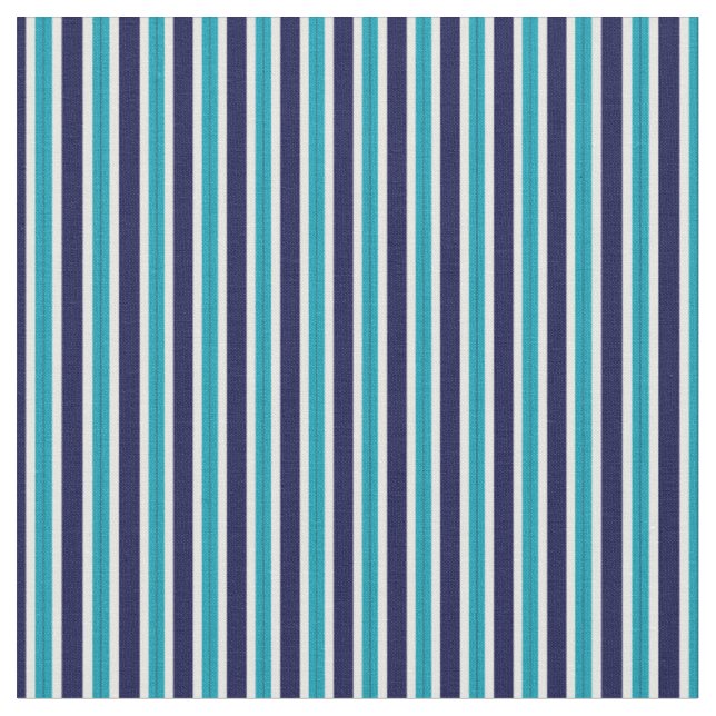 Tissu rayures turquoise, marine et blanches (Fermer)
