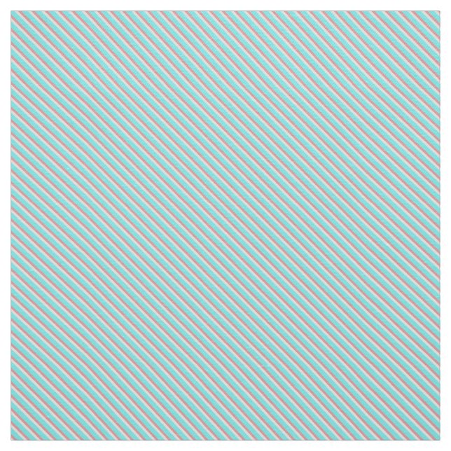 Tissu Rayures turquoises et de corail (Échantillon)