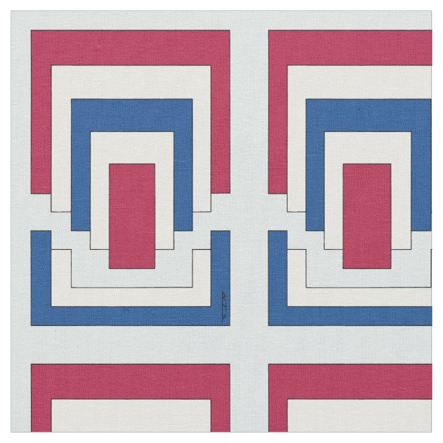 Tissu Rectangle Abstrait en rouge, blanc et bleu (Fermer)