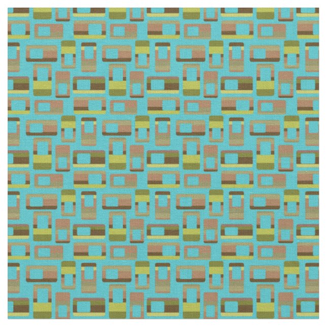 Tissu Rectangles à bandes turquoise (Fermer)