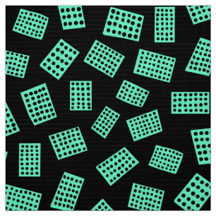 Tissu Rectangles Abstraites 081122 - Turquoise sur noir