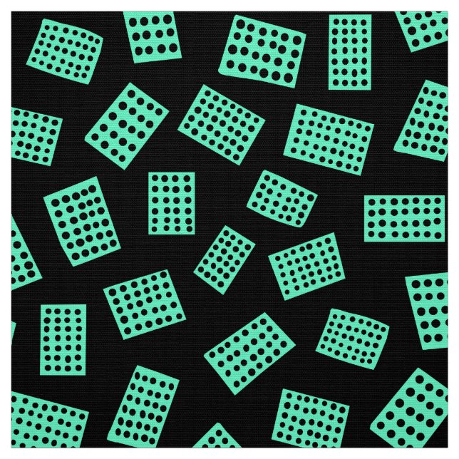 Tissu Rectangles Abstraites 081122 - Turquoise sur noir (Échantillon)