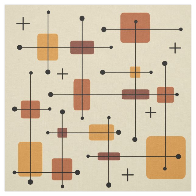 Tissu Rectangles arrondies Carré orange (Échantillon)