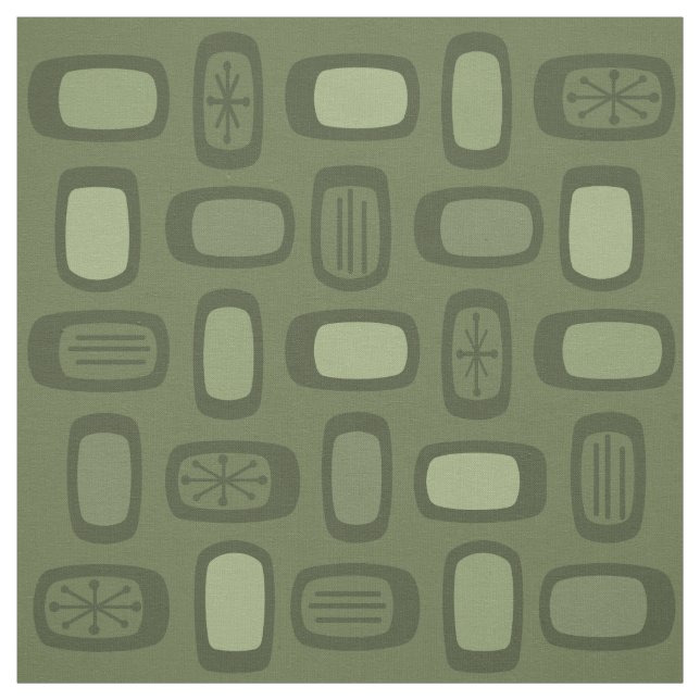 Tissu Rectangles arrondies MCM du milieu du siècle vert  (Échantillon)