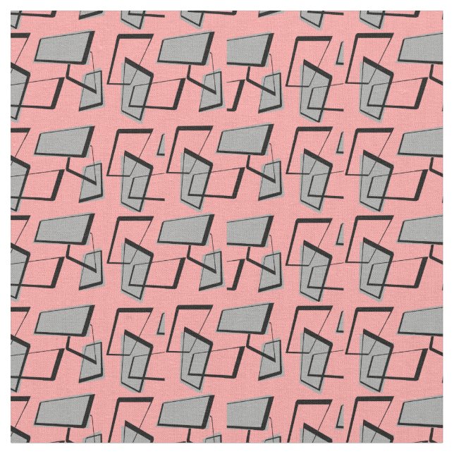 Tissu Rectangles modernes du milieu du siècle sur PInk (Fermer)