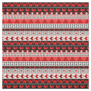 Tissu Red 8 Bit Love Hearts