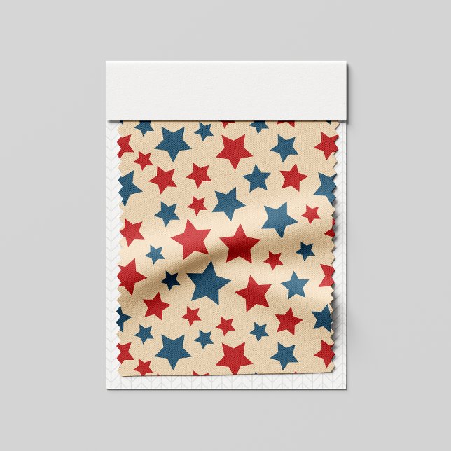 Tissu Red and Blue Stars, 4th of July, Beige Background (Créateur téléchargé)