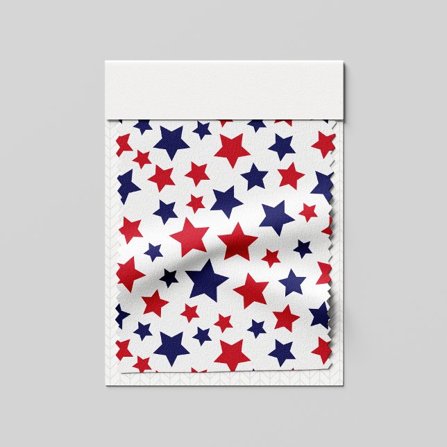 Tissu Red and Blue Stars, 4th of July, White Background (Créateur téléchargé)
