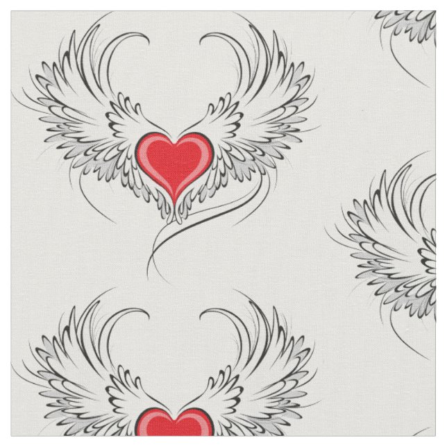 Tissu Red Angel Coeur avec ailes (Fermer)