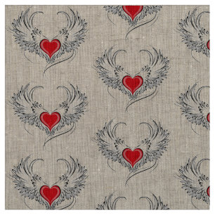 Tissu Red Angel Coeur avec ailes