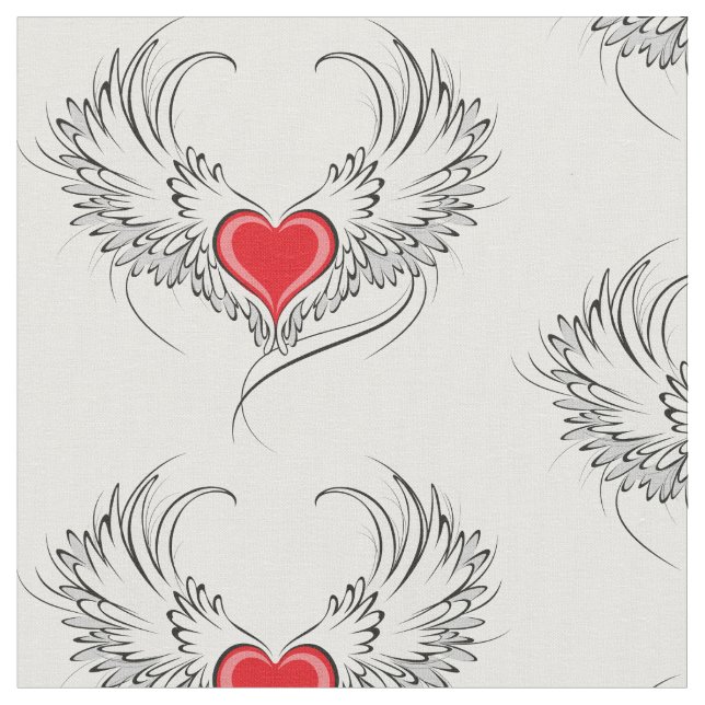 Tissu Red Angel Coeur avec ailes (Fermer)