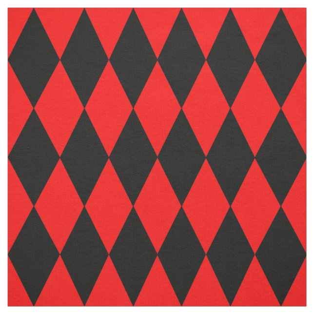 Tissu Red Black Harlequin Diamonds Checkers Design  (Échantillon)